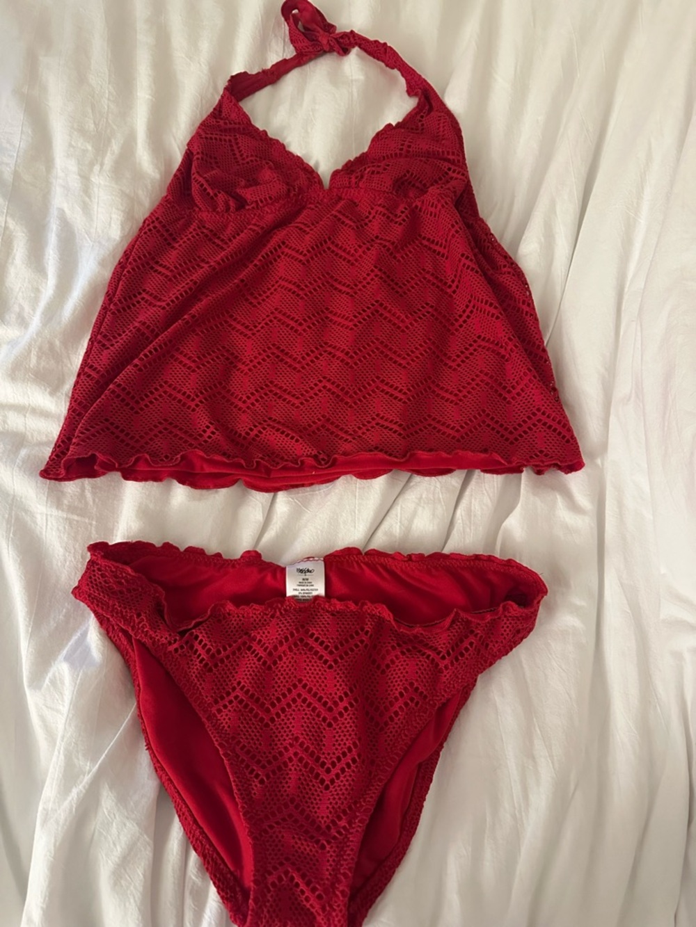 Red Halter Tankini Set